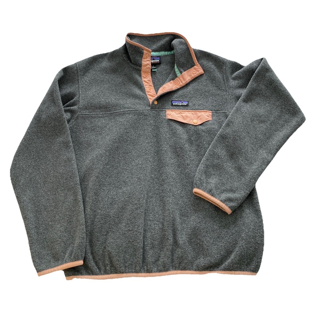 Patagonia Synchilla Snap-T Fleece Pullover Gray Peach Women's Small S Gorpcore